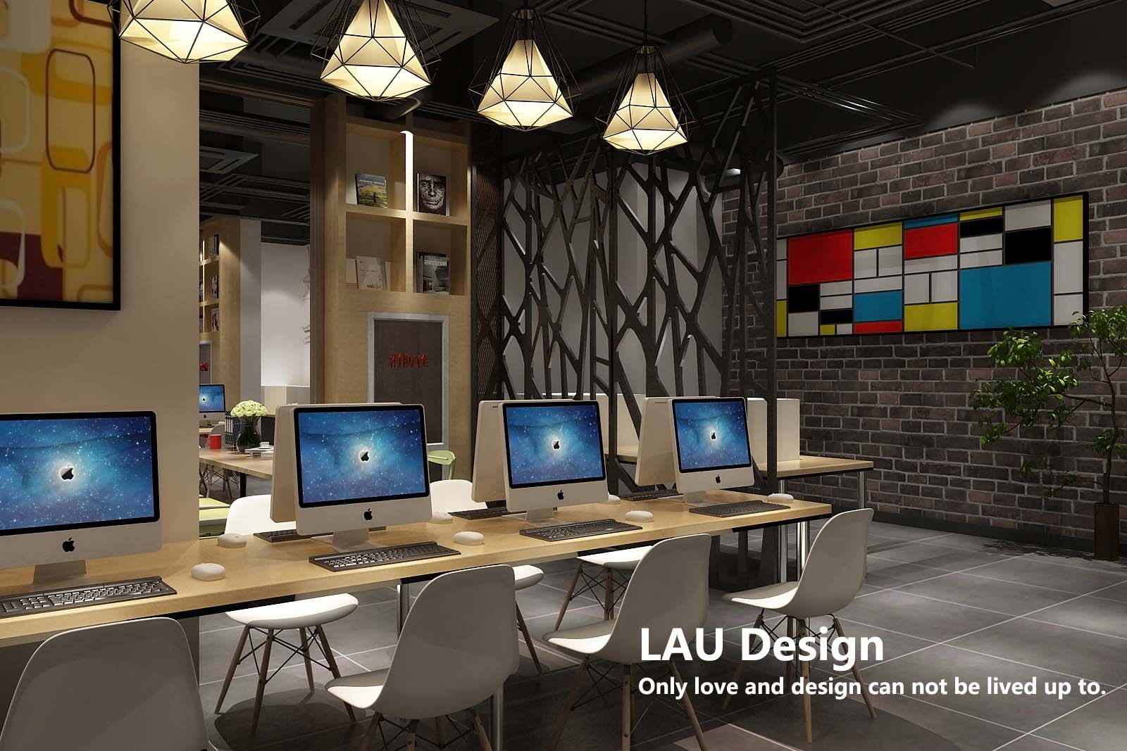 图文店空间展示设计 小小不倒翁的创意电脑图文世界